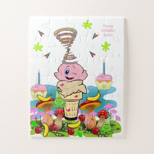 Roze Cupcake Happy Birthday Cupcake Puzzels (Verticaal)