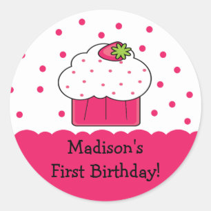 Roze Cupcake Happy Birthday Sticker