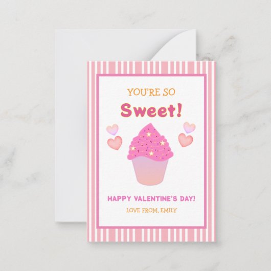 Roze Cupcake Hart Je Bent Zo Schattig Valentijnsda Notitiekaartje (Voorkant)