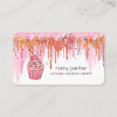 Roze Cupcake Home Bakkerij Pastry Dripping Visitekaartje (Voorkant)