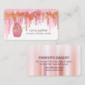 Roze Cupcake Home Bakkerij Pastry Dripping Visitekaartje (Voorkant / Achterkant)