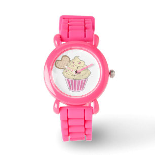 roze cupcake horloge