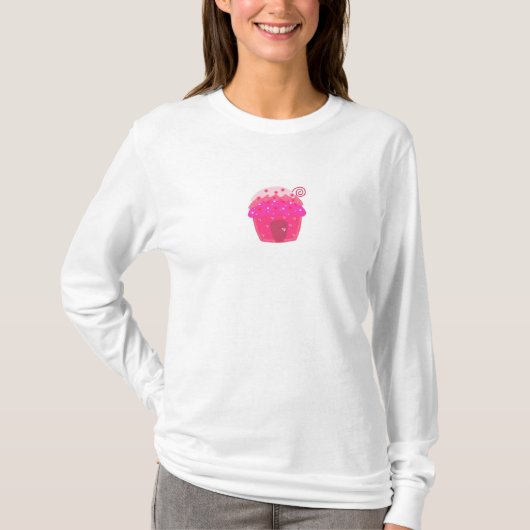 Roze Cupcake Huis T-shirt (Voorkant)