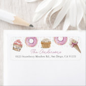 Roze Cupcake Ice Cream & Donut Etiket (Insitu)