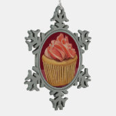 Roze Cupcake Kerstversiering Tin Sneeuwvlok Ornament (Links)