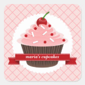 Roze Cupcake Keuken Labels (Voorkant)