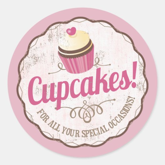  roze cupcake label bakkerij bakken (Voorkant)