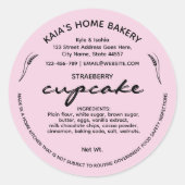 Roze Cupcake Label Cottage Bakkerij Verpakking (Voorkant)