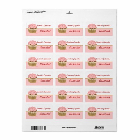 Roze Cupcake Labels (Full Sheet)