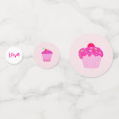 Roze Cupcake Liefde Confetti (Achterkanten)
