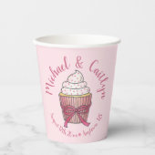 Roze Cupcake Lint Strooidecoratie Bruidsfeest Papieren Bekers (Voorkant)