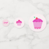 Roze Cupcake Love Confetti (Voorkanten)