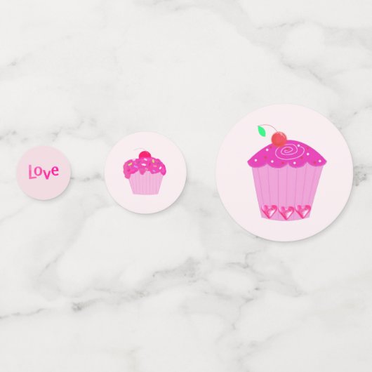 Roze Cupcake Love Confetti (Voorkanten)