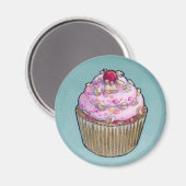 Roze cupcake magneet (Voorkant / Achterkant)