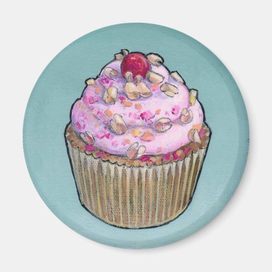 Roze cupcake magneet (Voorkant)