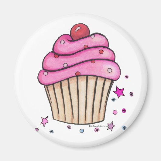 Roze cupcake Magnet (Voorkant)