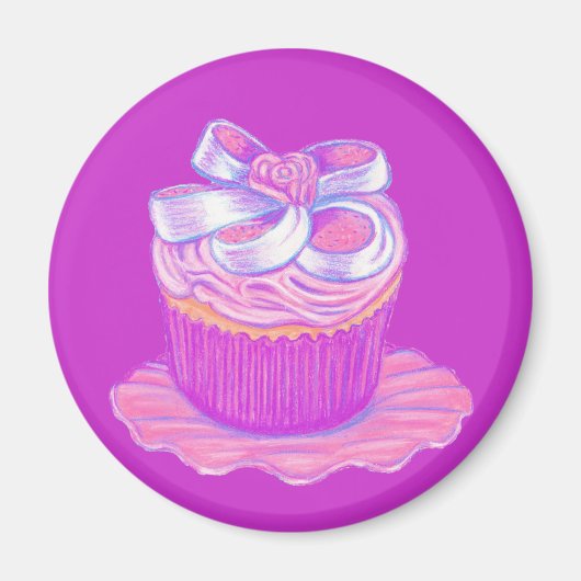 Roze cupcake Magnet (Voorkant)