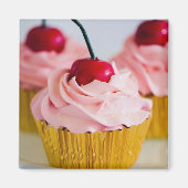 Roze cupcake Magnet (Voorkant)
