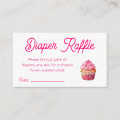 Roze Cupcake Meisjes Baby Douche Luier Raffle Tick Informatiekaartje (Voorkant)