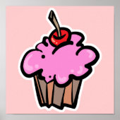 Roze cupcake met Cherry Poster (Voorkant)