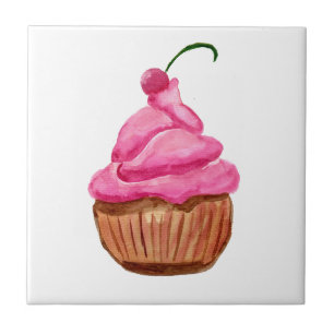 Roze cupcake met Cherry Tegeltje