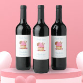 Roze cupcake met chocolade Baby shower Bedankt Wijn Etiket