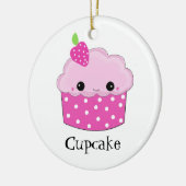 Roze Cupcake met Gezicht Keramisch Ornament (Links)