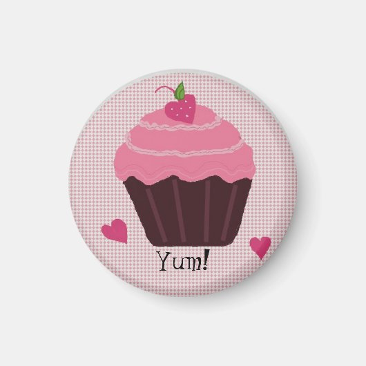Roze Cupcake met Glazuur Magneet (Voorkant)