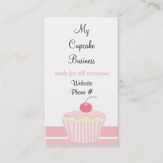 Roze Cupcake met Glazuur Visitekaartje (Voorkant)