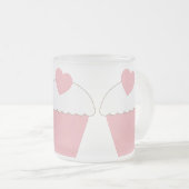 Roze cupcake met hart matglas koffiemok (Voorkant rechts)