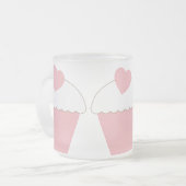 Roze cupcake met hart matglas koffiemok (Voorkant links)