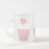 Roze cupcake met hart matglas koffiemok (Links)