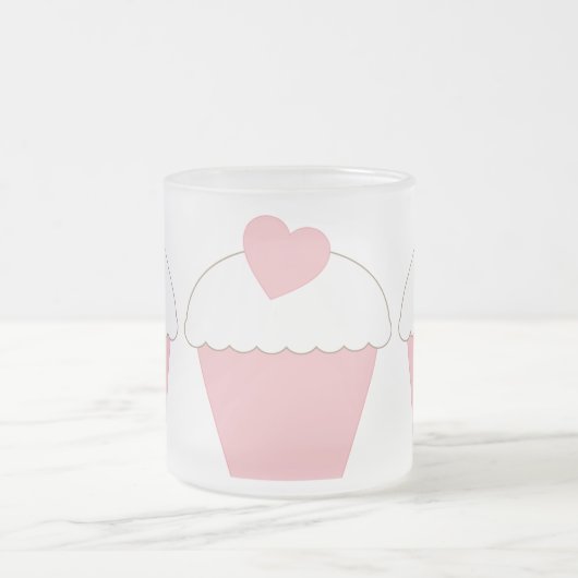 Roze cupcake met hart matglas koffiemok (Center)