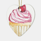 Roze cupcake met kers keramisch ornament (Links)
