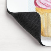 Roze cupcake met kers muismat (Hoek)