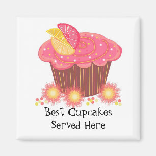 Roze Cupcake met Schattige Tekst Magneet