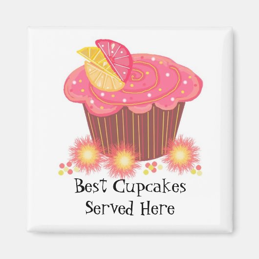 Roze Cupcake met Schattige Tekst Magneet (Voorkant)