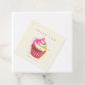 Roze Cupcake met Sprinkles Birthday Dank je Bedankjes Labels (In situ)