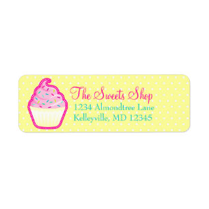 Roze Cupcake met Sprinkles Return Address Labels