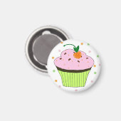 Roze Cupcake met Stippen Magneet (Voorkant / Achterkant)