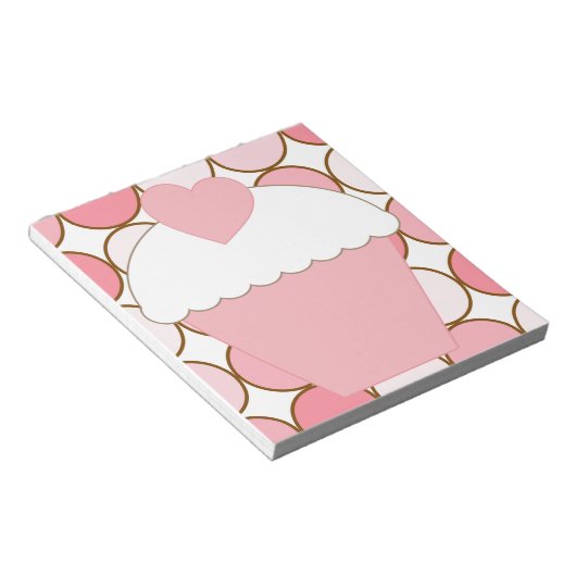 Roze cupcake met Stippen Notitieblok (Schuin)