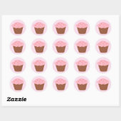 Roze Cupcake met Strooisel Ronde Sticker (Vel)