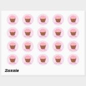 Roze Cupcake met Strooisel Ronde Sticker (Vel)