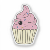 Roze Cupcake met Strooisel Sticker (Voorkant)