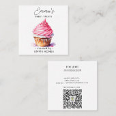 Roze cupcake moderne waterverf bakkerij vierkante visitekaartje (Voorkant / Achterkant)