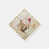 Roze cupcake old-school diagram servet (Hoek)