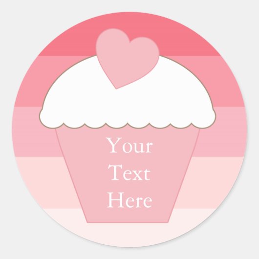 Roze Cupcake Ombre Ronde Sticker (Voorkant)