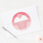 Roze Cupcake Ombre Ronde Sticker (Envelop)