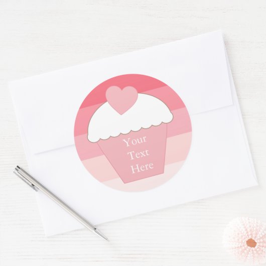 Roze Cupcake Ombre Ronde Sticker (Envelop)