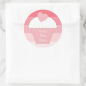 Roze Cupcake Ombre Ronde Sticker (Tas)